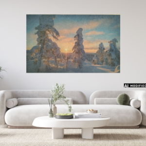 Talvimaisema akustiikka kuvatuloste 140 x 90 x 2 cm / Outlet tuote 11.